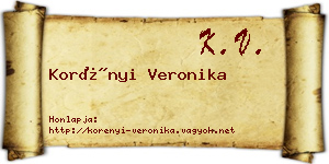 Korényi Veronika névjegykártya